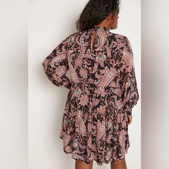 Anthropologie Women’s 2X Cadi Tiered Tunic Dress Floral Paisley Long Sleeve - Picture 3 of 13